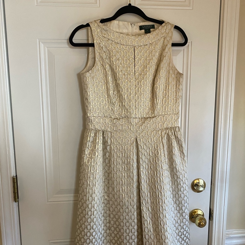 Size 6 Gold and White Ralph Lauren dress